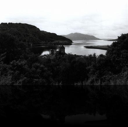 Eilean Donnain from above - bw